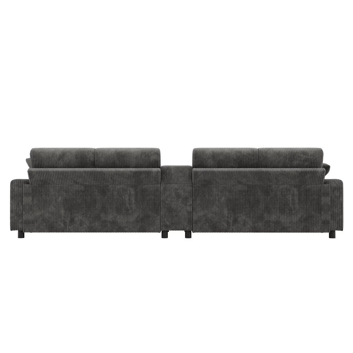 Corduroy Sectional Sofa with Storage Ottomans