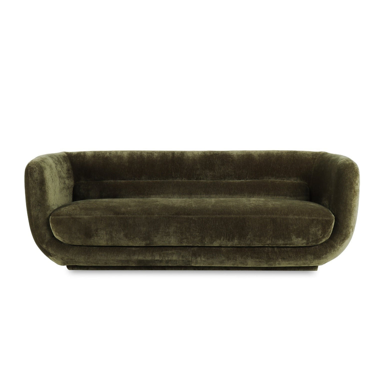 Olive Green Curved Upholstered Sofa