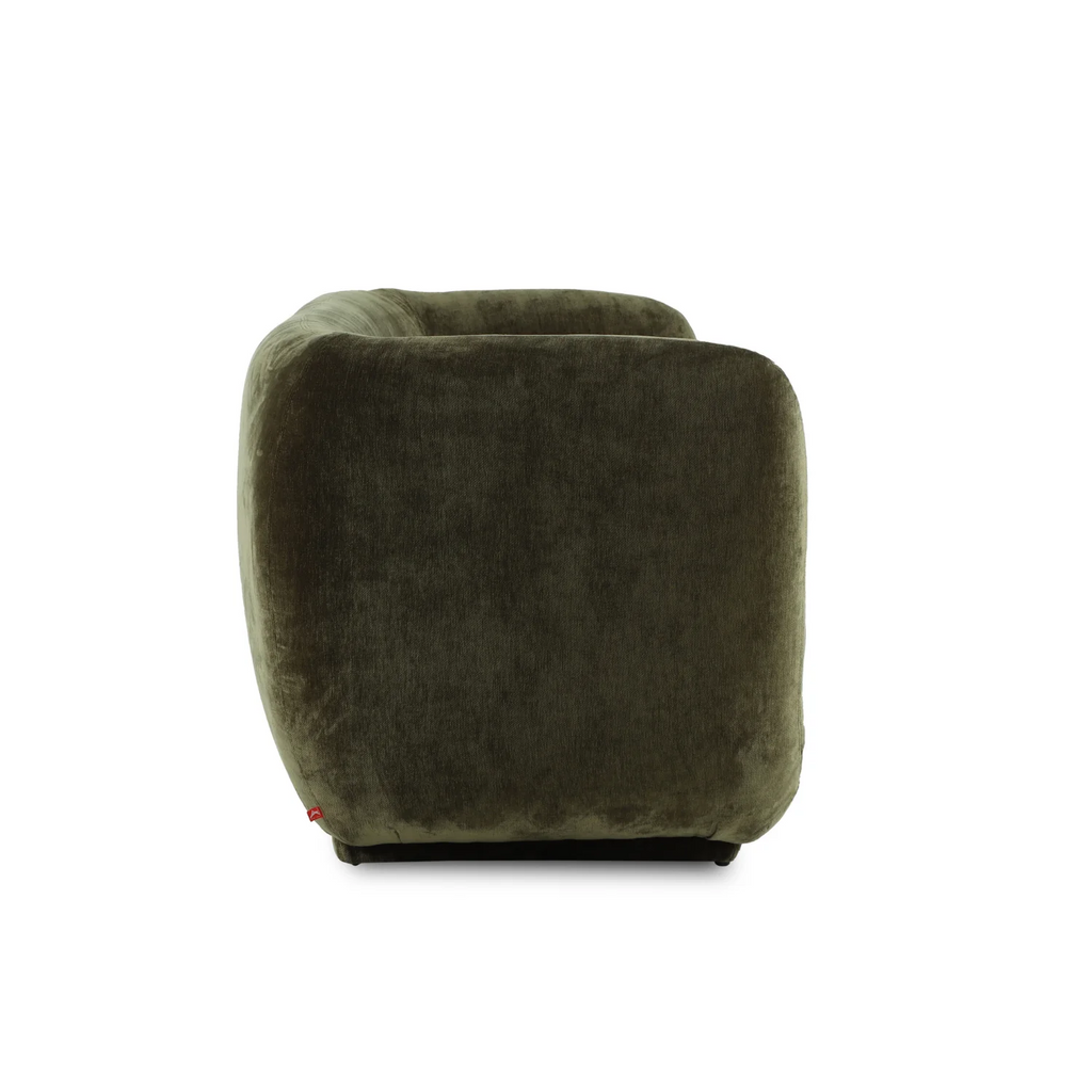 Olive Green Curved Upholstered Sofa