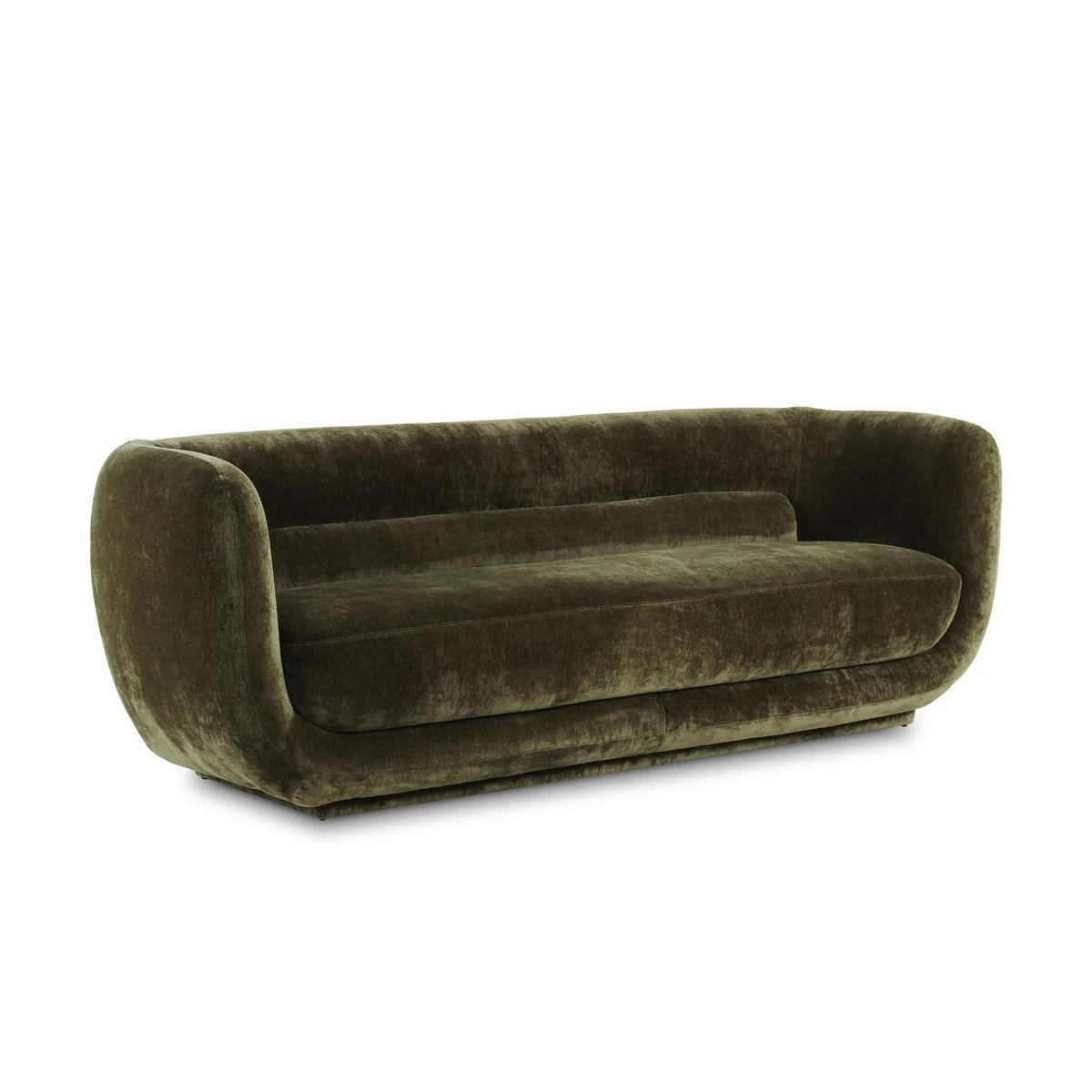 Olive Green Curved Upholstered Sofa